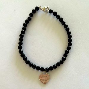 Tiffany Heart Tag Onyx Bead Bracelet